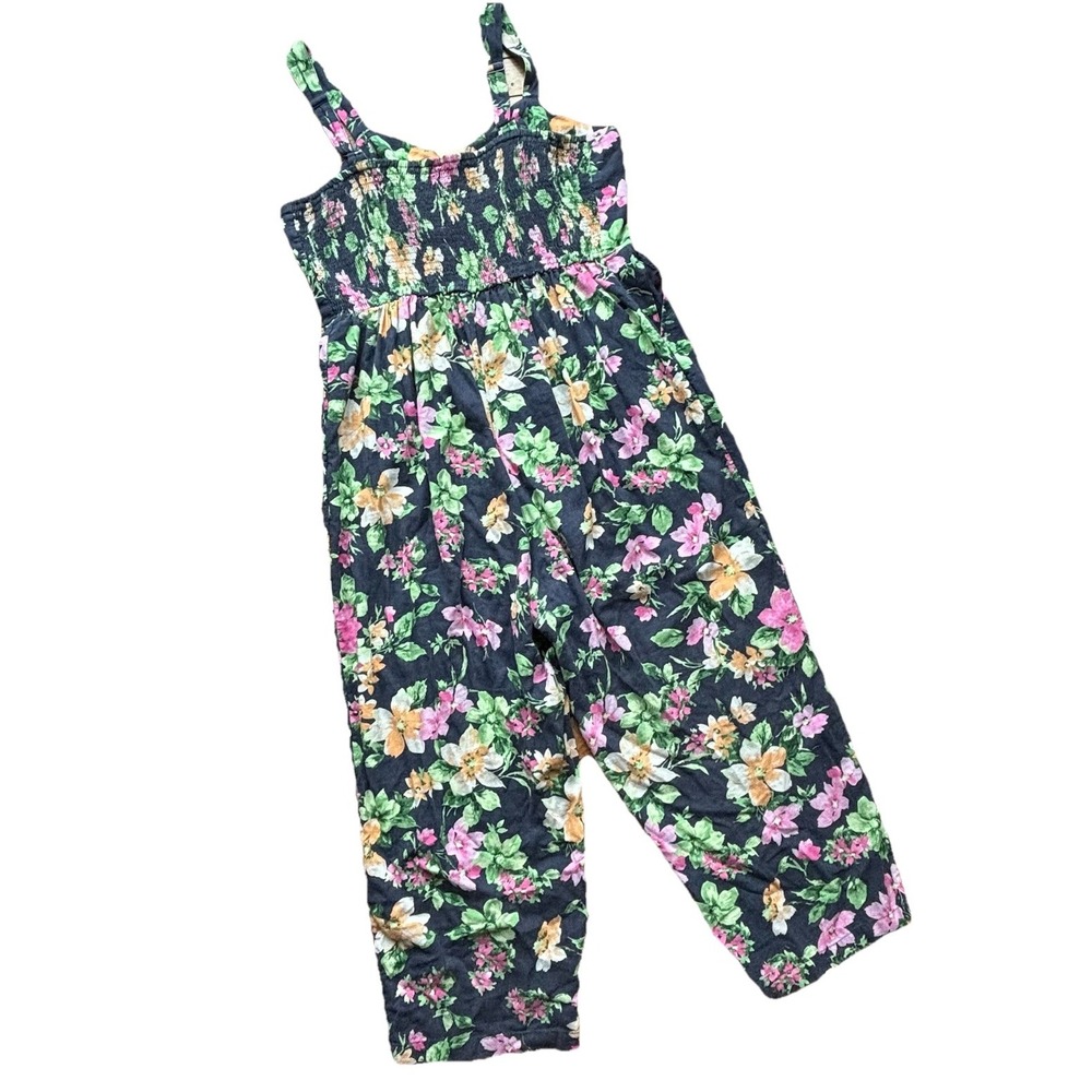 Old Navy Women's Linen Blend Blue Floral Tank Jumpsuit sz XL  Romper Jumper - Picture 10 of 10